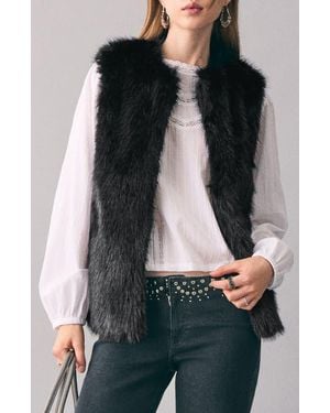 MANGO TEEN Faux Fur Vest - Black