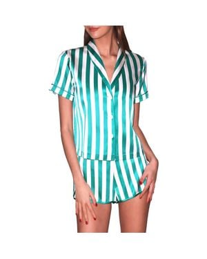 Fleur du Mal Satin Pajama Top - Blue