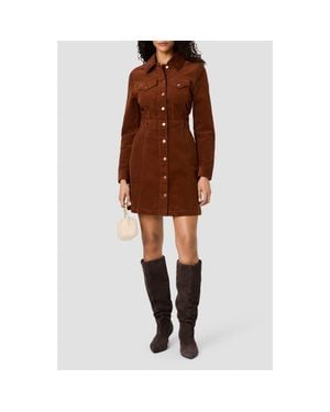 French Connection Casey Long Sleeve Corduroy Mini Shirtdress - Brown