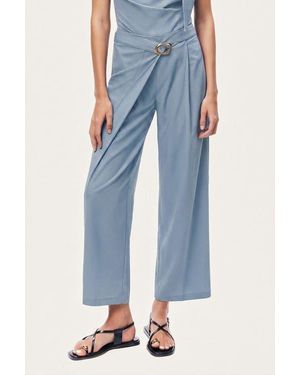Nocturne Asymmetric Buckle Detail Pants - Blue