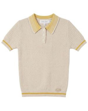 Charlotte & George Structure Knit Short Sleeve Polo - Natural