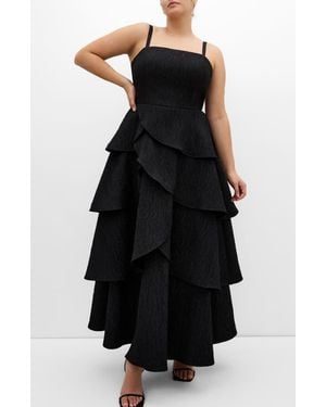 City Chic Elizabether Ruffle Sleeveless Maxi Dress - Black