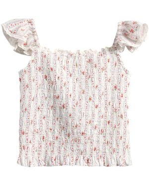 LoveShackFancy Caspia Floral Print Smock Top - White
