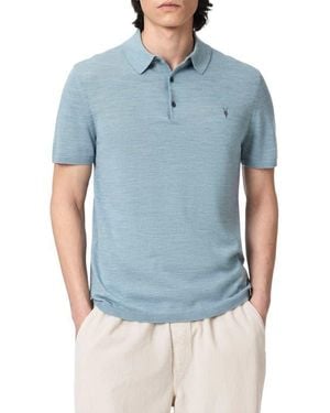 AllSaints Mode Merino Wool Polo - Blue