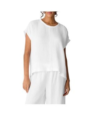 Eileen Fisher Round Neck Square Top - White