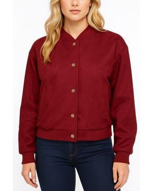Bishop + Young Chelsea Faux Suede Bomber - Red