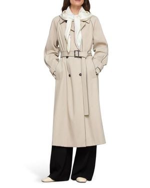 Lafayette 148 New York Piped Cotton & Viscose Twill Trench Coat - Natural
