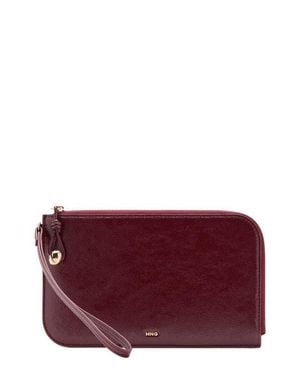Mango Mini Beaded Faux Leather Pochette Wristlet - Purple