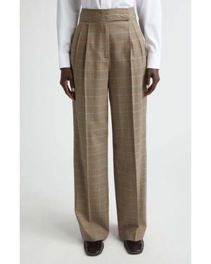 Etro Plaid Stretch Wool Pants - Natural