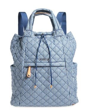 MZ Wallace Metro Quilted Nylon Convertible Backpack - Blue