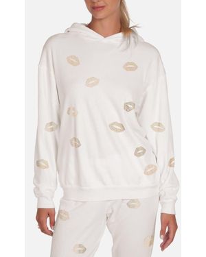 Lauren Moshi Harmony Stud Kisses Hoodie - White