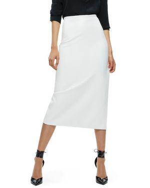 Alice + Olivia Maeve Back Slit Faux Leather Midi Skirt - White