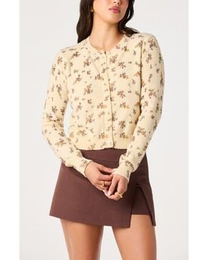Astr Mary Floral Cardigan - Natural
