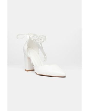 Prologue Shoes Elisa Block Heel Bridal Pump - White