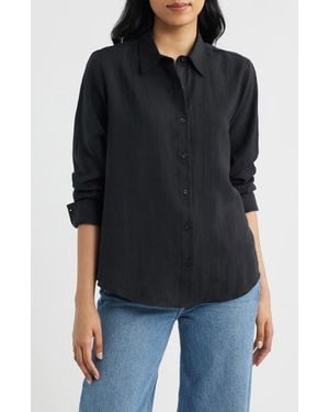Mavi Luxe Touch Button-Up Shirt - Black