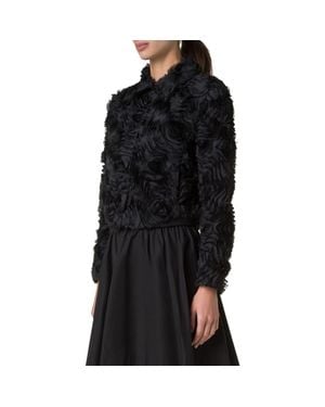 Akris Punto Carnation Tulle Crop Jacket - Black