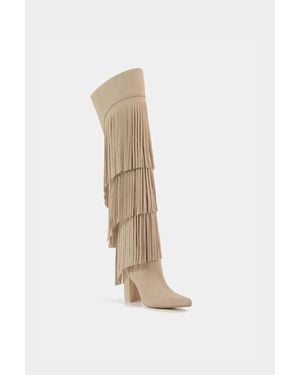 Dante Fringe Leather Tall Boots Vespa - White
