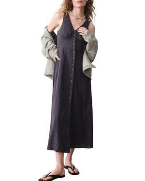 Marine Layer Camila Button Front Hemp Blend Maxi Dress - Black