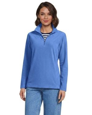 Lands' End Anyweather Fleece Quarter Zip Pullover - Blue