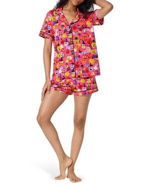 Bedhead Print Short Pajamas - Red