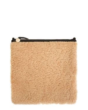 Clare V. Foldover Genuine Shearling Clutch - Natural