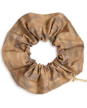 Ganni Ikat Scrunchie - Brown