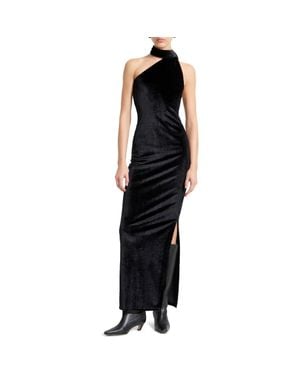 MARCELLA Manhattan One-Shoulder Velvet Gown - Black