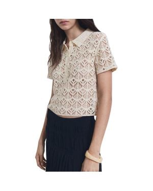 Mango Open Stitch Cotton Blend Knit Polo Sweater - Multicolor