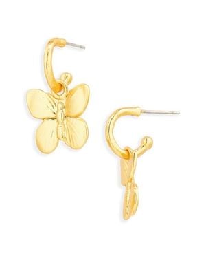 Karine Sultan Butterfly Charm Drop Earrings - Metallic