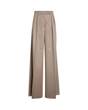 Max Mara Baden Virgin Wool Twill Wide Leg Pants - Brown