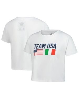 Outerstuff Team Usa Country Flags Loose Cropped T-Shirt - White