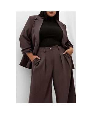 City Chic Abbie Ruched Sleeve Blazer - Black