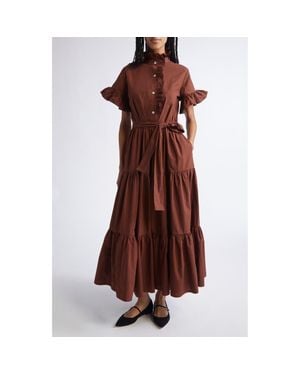 MILLE Victoria Ruffle Front Dress - Brown