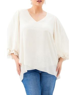Karen Kane Crossover Hem Asymmetric Top - White