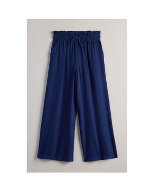 Treasure & Bond Kids' Wide Leg Paperbag Waist Cotton Pants - Blue