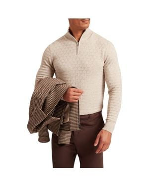 Ted Baker Jeremee Quarter Zip Sweater - Brown