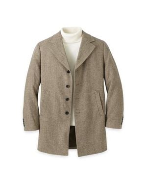 Paul Fredrick Herringbone Topcoat - Natural