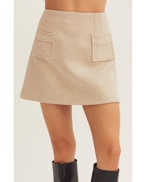 Crescent Wool Blend Mini Skirt - Natural