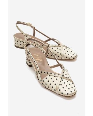 Prologue Shoes Olena Block Heel Slingback Pump - Metallic