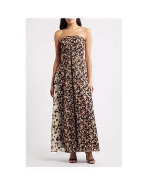 Parker Seleste Floral Strapless Maxi Dress - Brown