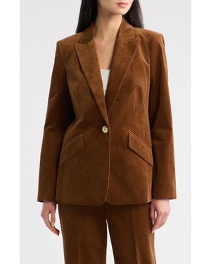 Tahari One-Button Corduroy Jacket - Brown