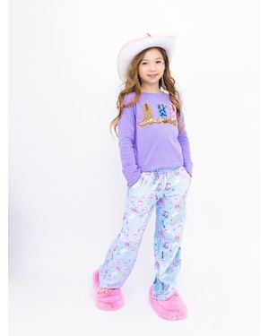 PREPPY GOOSE Plush Wild West Loungewear Pant - Blue