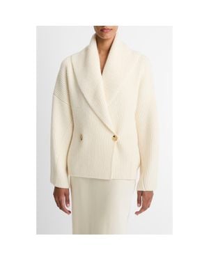 Vince Double Breasted Rib Cardigan - Natural