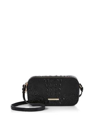 Brahmin Danica Croc Embossed Leather Crossbody Bag - Black