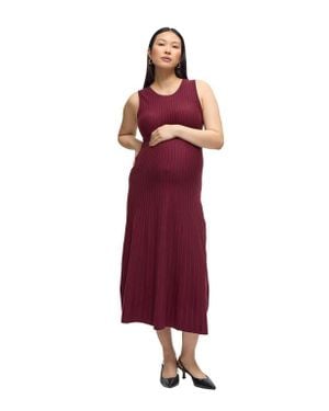 Ingrid & Isabel Maternity Striped Sleeveless Sweater Dress - Red
