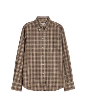 Rohe Oxford Bouclé Check Button-Down Shirt - Brown