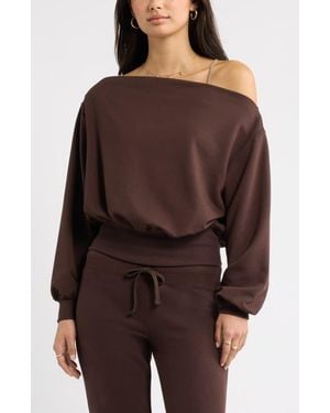 BP. Off The Shoulder Sweatshirt - Brown