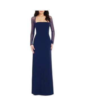 Dress the Population Maxwell Square Neck Long Sleeve Gown - Blue