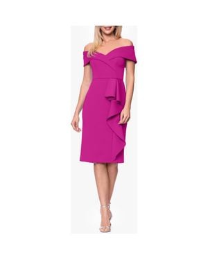 Xscape Evenings Off The Shoulder Scuba Cocktail Dress - Purple