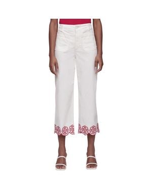 Bagatelle Wide Leg Crop Embroidered Pants - White